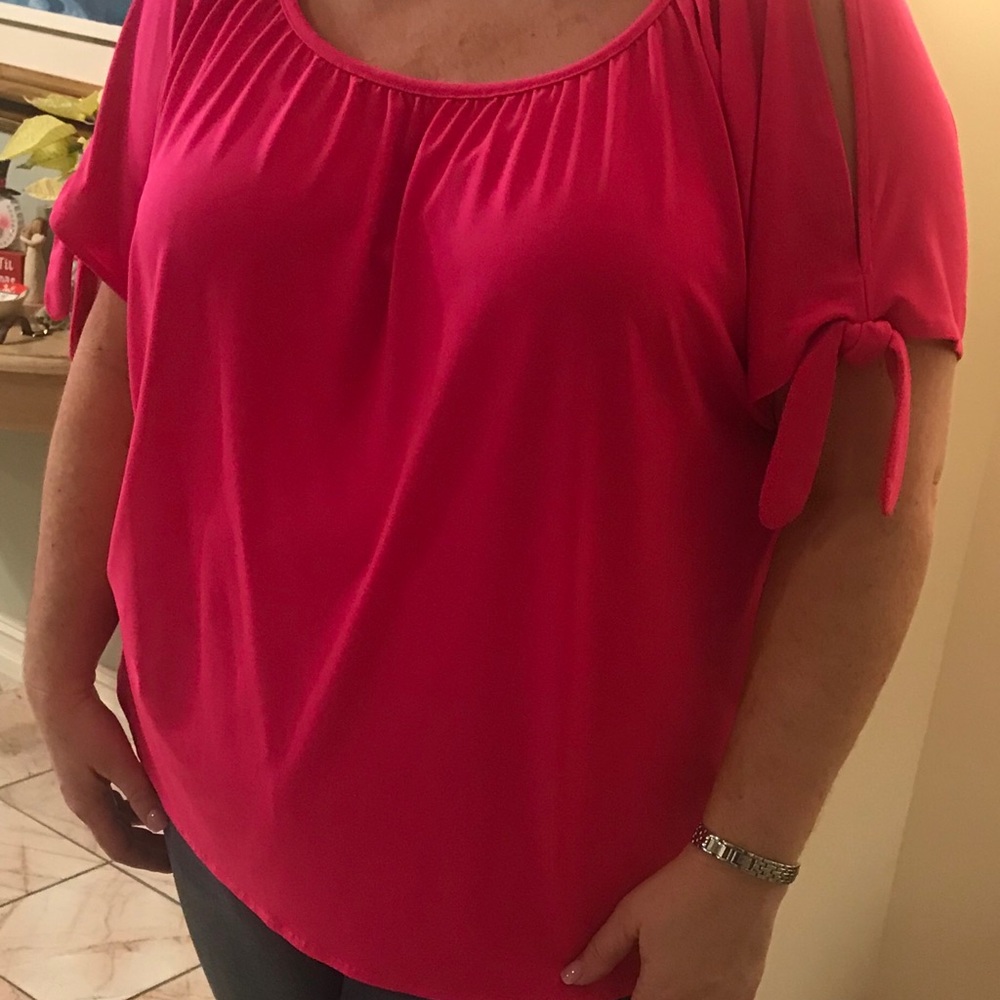 INC fushia pink split sleeve top 3X